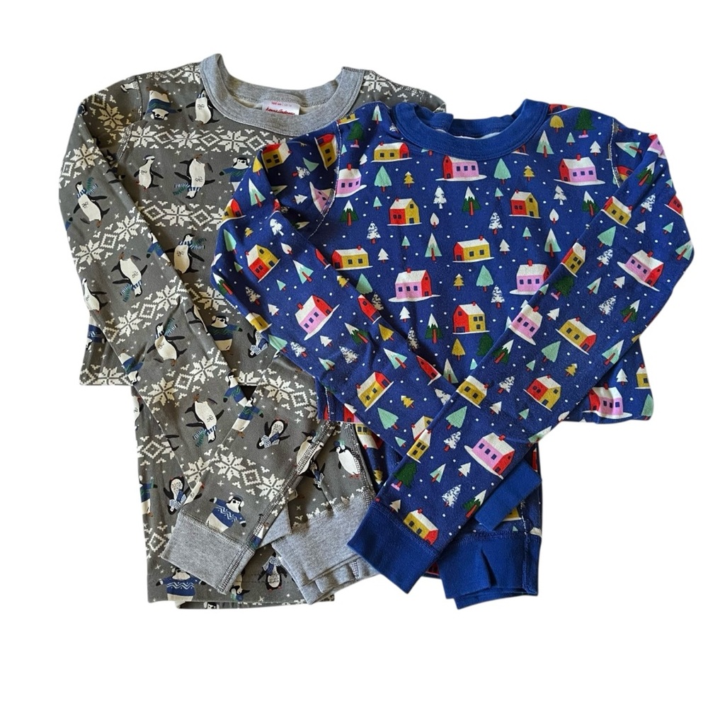 Hanna Andersson bundle of 2 organic cotton long john holiday winter pajama sets